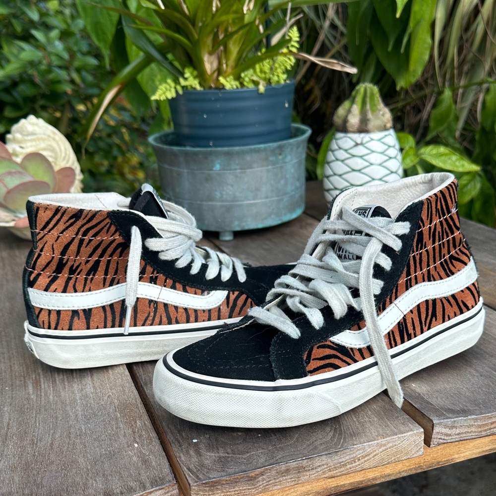 Vans Off The Wall Tiger Stripe High-Top Sneakers Men’s 5.5 Lady’s 7 Skate Surf